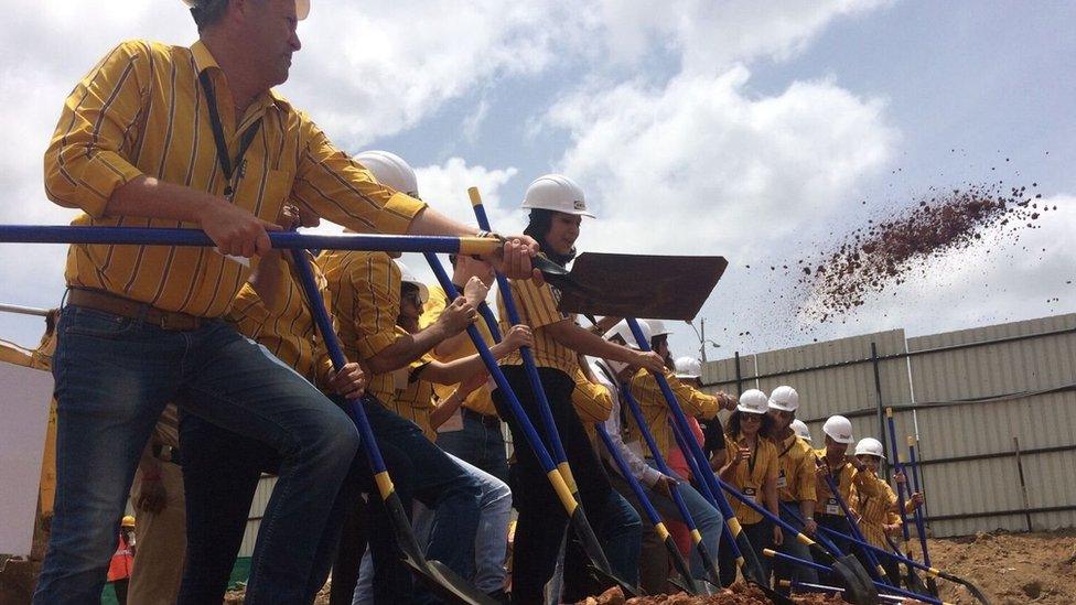 Workers digging where an Ikea shop will be built