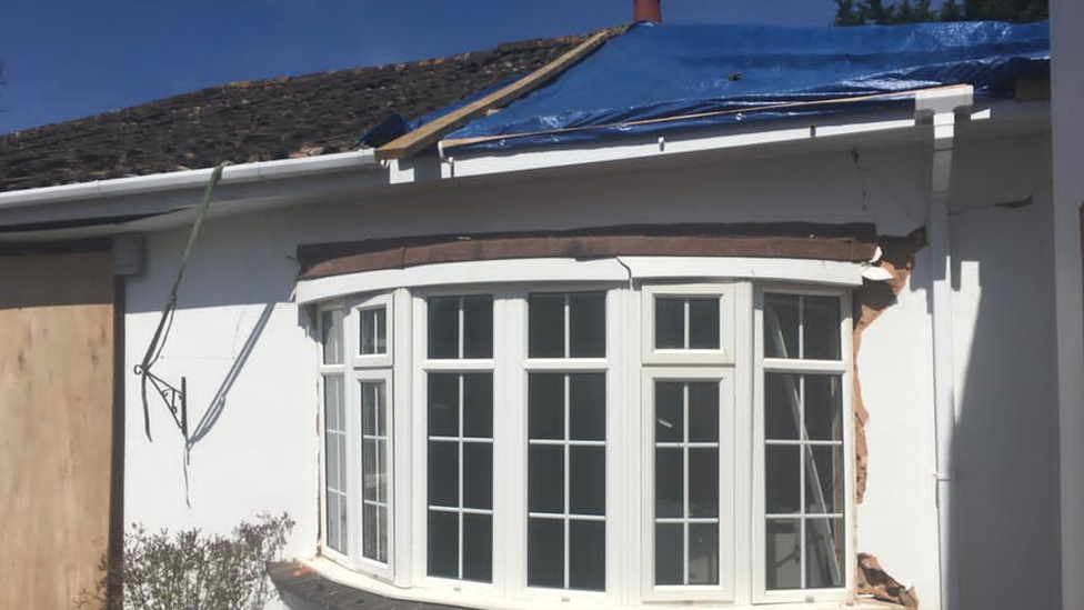 Damage to roof and window of Dennyshill Care Home