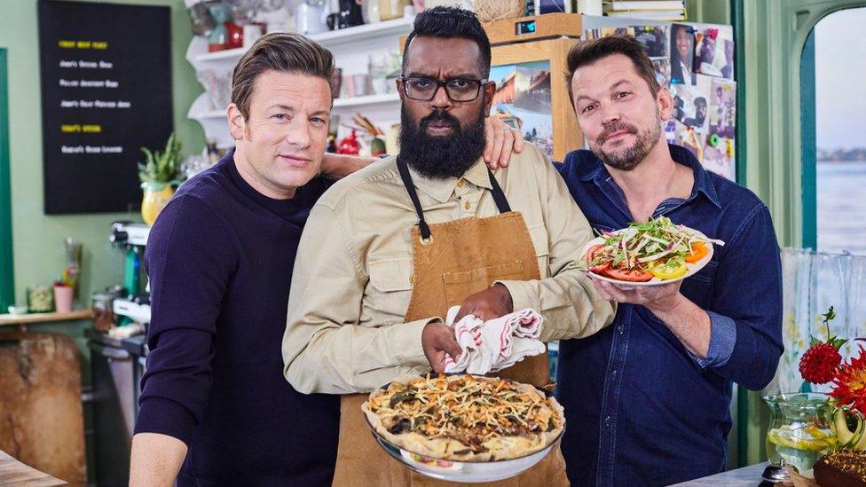 Jamie Oliver, Romesh Ranganathan, Jimmy Doherty