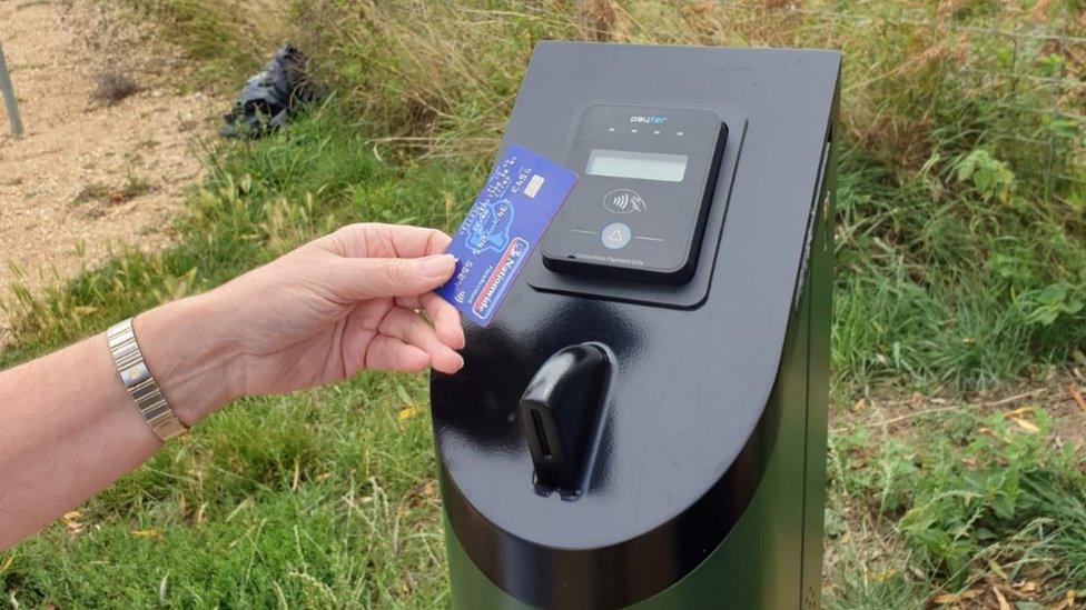 A contactless donation point in a park