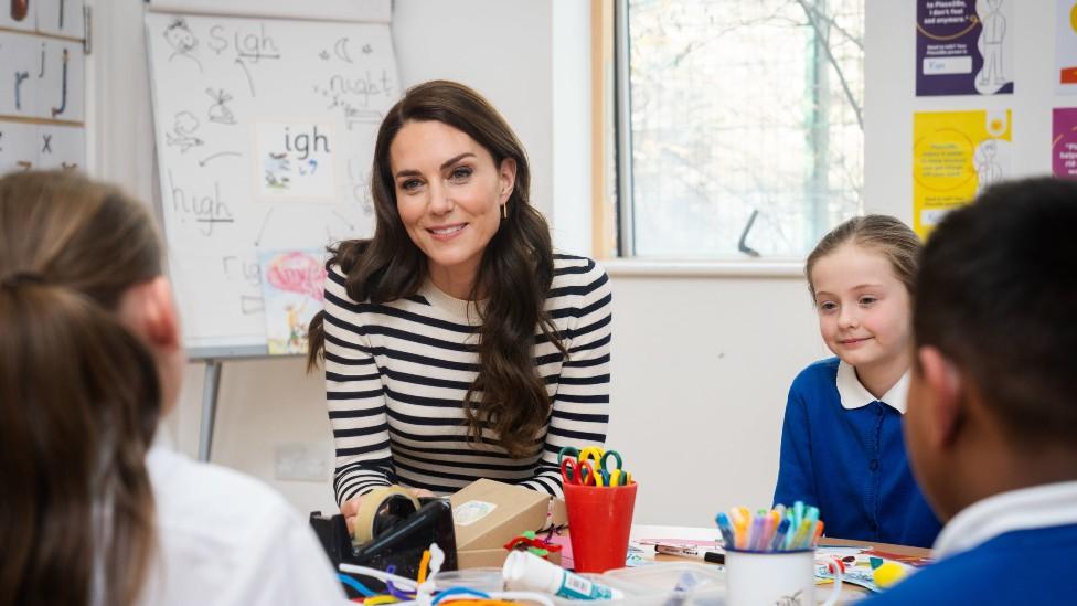 The Princess of Wales chatting to school pupils