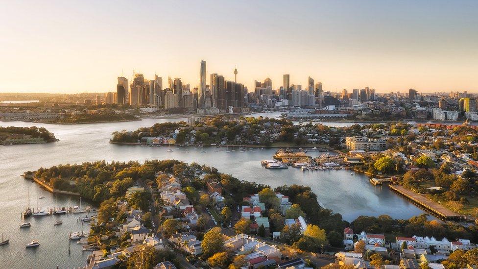 An aerial landscape view of Sydney