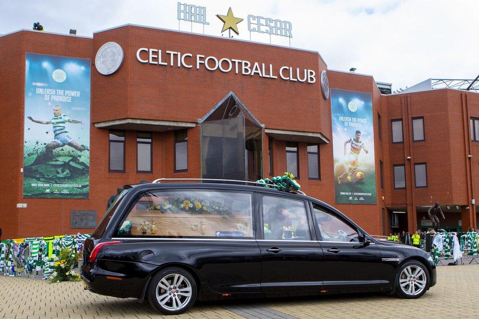 Coffin outside Celtic Park