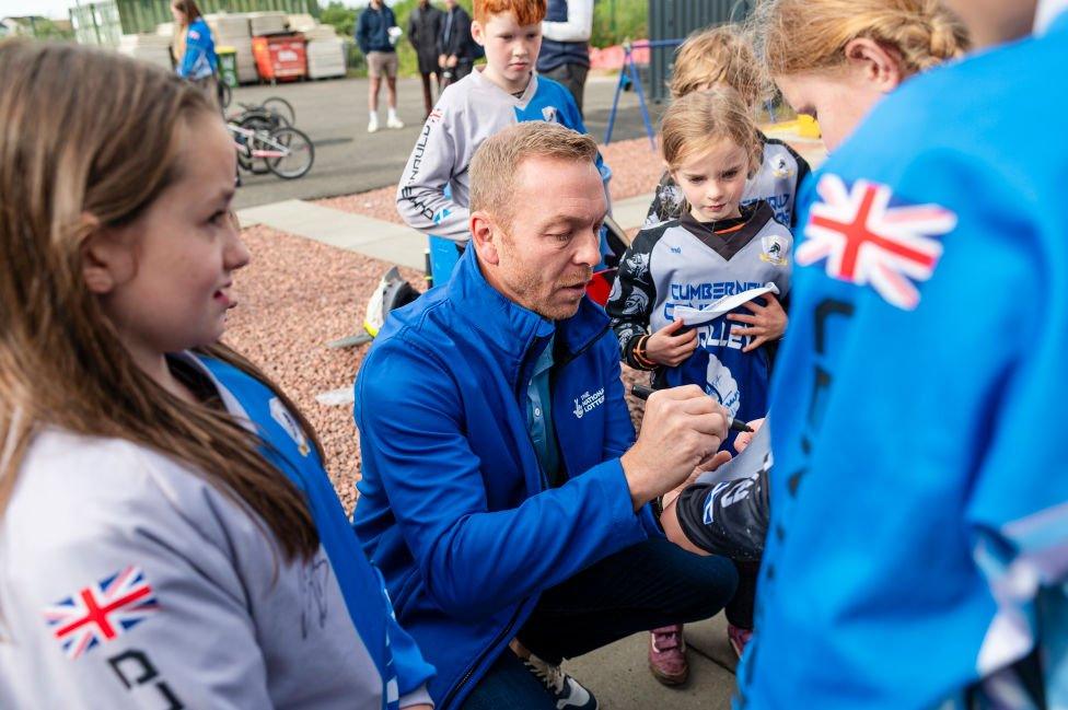 Sir Chris Hoy signs autographs