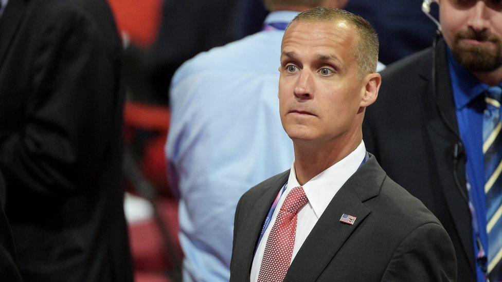 Corey Lewandowski, former campaign manager for Donald Trump, is seen on the floor at the Republican National Convention.