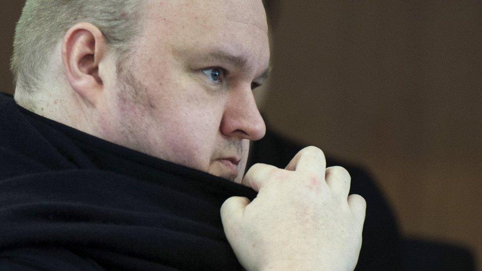 German tech entrepreneur Kim Dotcom appears in an Auckland court, 23 December 2015