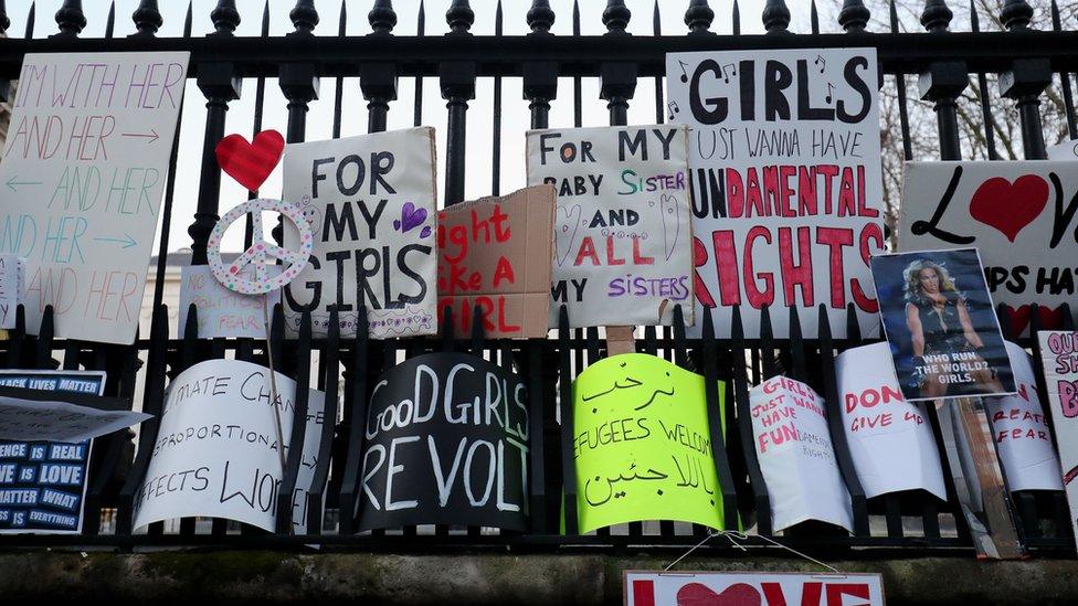 Protest banners in London