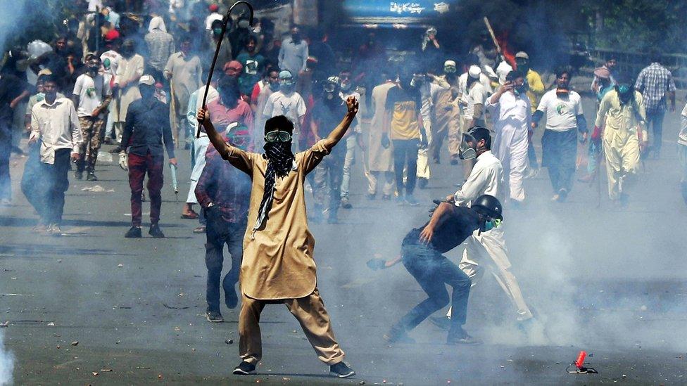 Imran Khan supporters hold rally on 10 May 2023 in Lahore, Pakistan