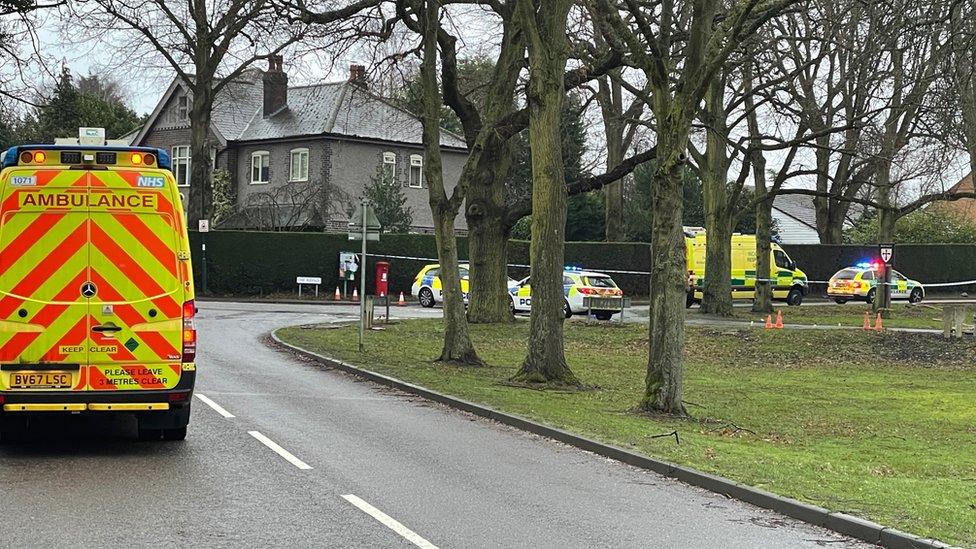 The Ridings, in Rothley, is cordoned off