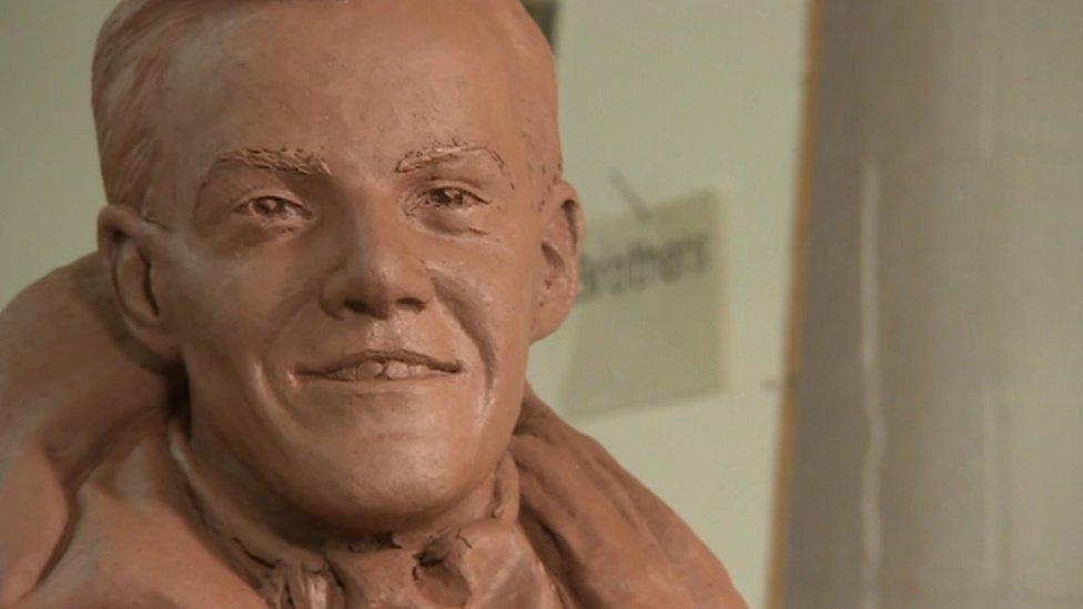 The clay statue of Flt Lt Peter Brothers in progress