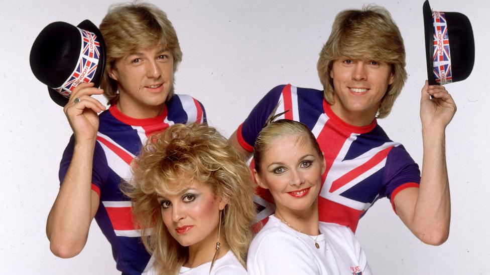 (Clockwise L-R) Bobby G, Mike Nolan, Cheryl Baker and Jay Aston of Bucks Fizz in 1981