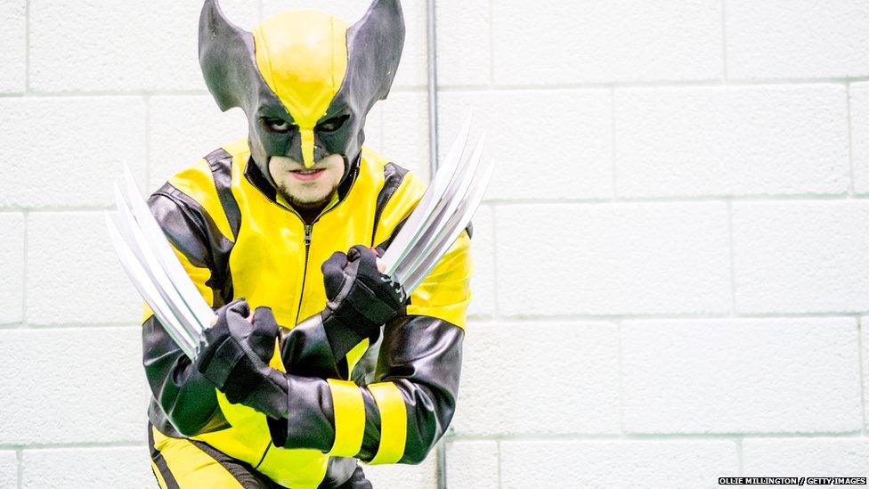 A cosplayer in character as Wolverine from X-Men on Day 1 of the MCM London Comic Con at The ExCel on May 25, 2018 in London,