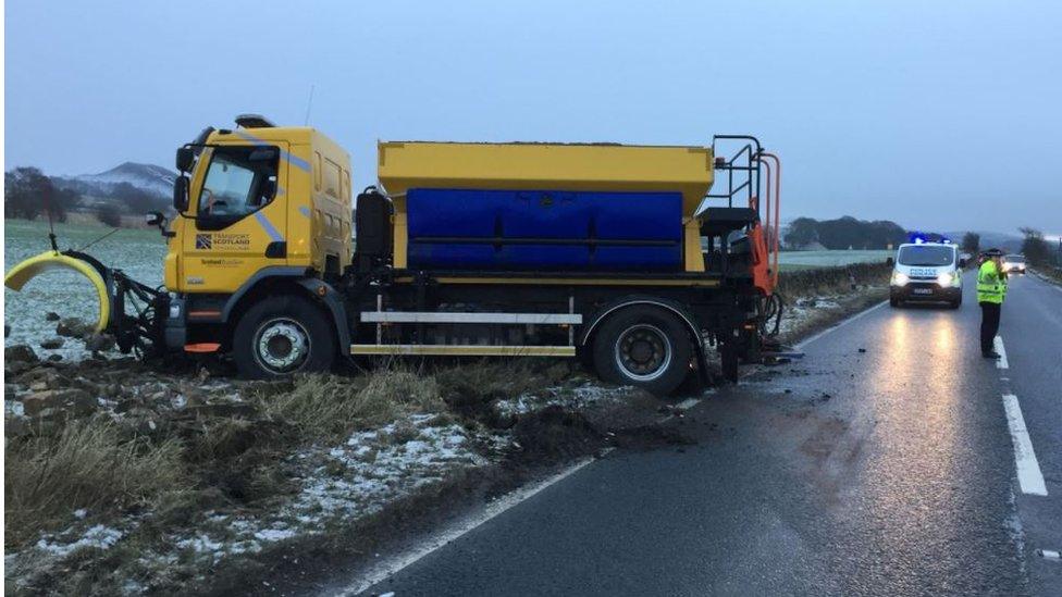 Gritter leaves the road