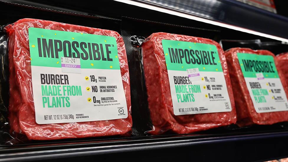 plant-based burger on a shelf