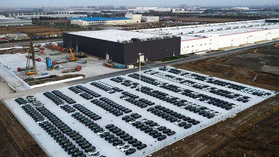 A Tesla gigafactory in Shanghai, China