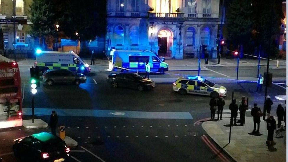 Scene after police officer is stabbed in Bow