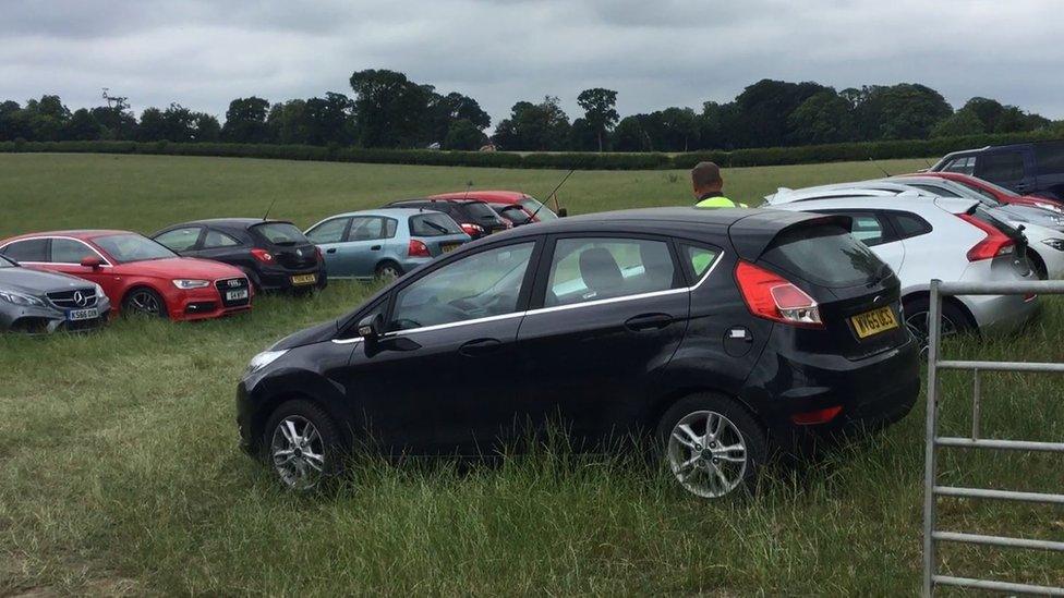 Temporary car park at Lings Farm