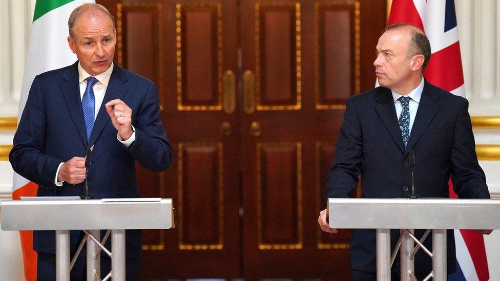 Tanaiste and foreign affairs minister Micheal Martin (left) and Northern Ireland Secretary Chris Heaton-Harris during a press conference at Mansion House, in London