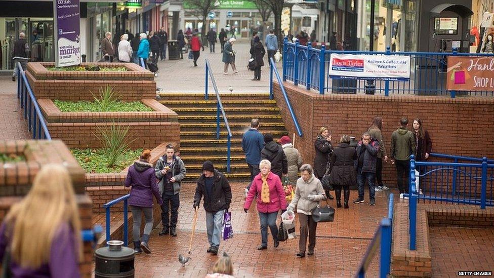 Shoppers in Stoke on Trent city centre