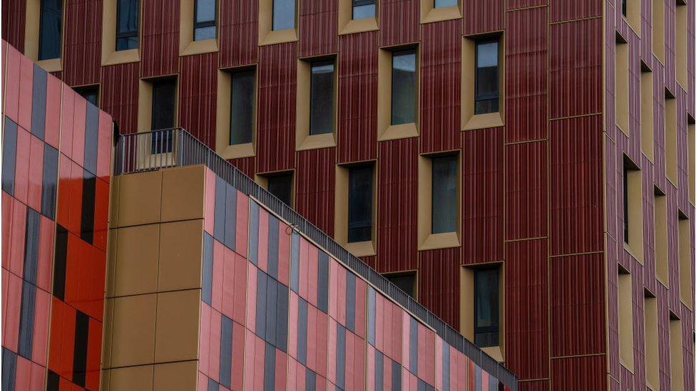 Construction work continues on apartment blocks on March 15, 2024 in London