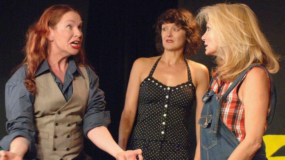 Grainne Gillis, Dorothy Lawrence and Debbie Arnold perform in the play Shamlet at the King's Head Theatre