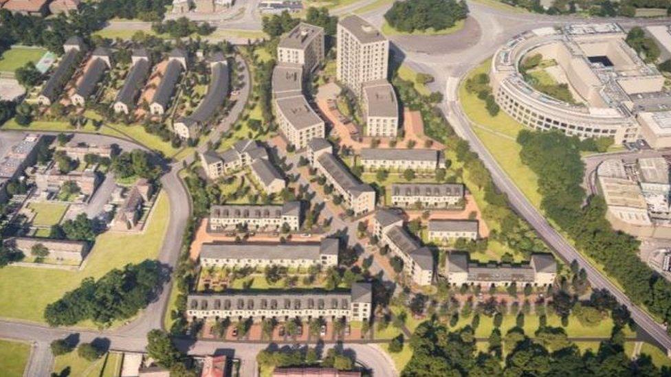 An aerial CGI view of the proposed site at Belgrave Middleway