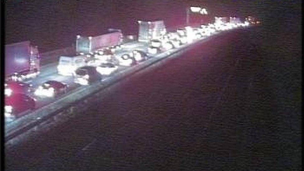 Traffic camera image of tailback