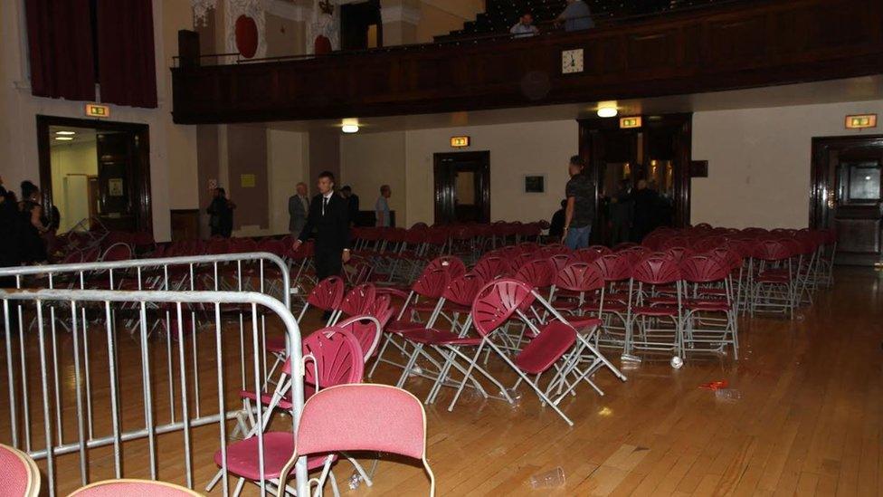 Walsall Town Hall after the disorder