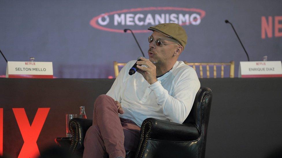 Jose Padilha speaks during the press conference for the new Netflix series O Mecanismo at the Belmond Copacabana Palace Hotel on March 15, 2018 in Rio de Janeiro, Brazil.