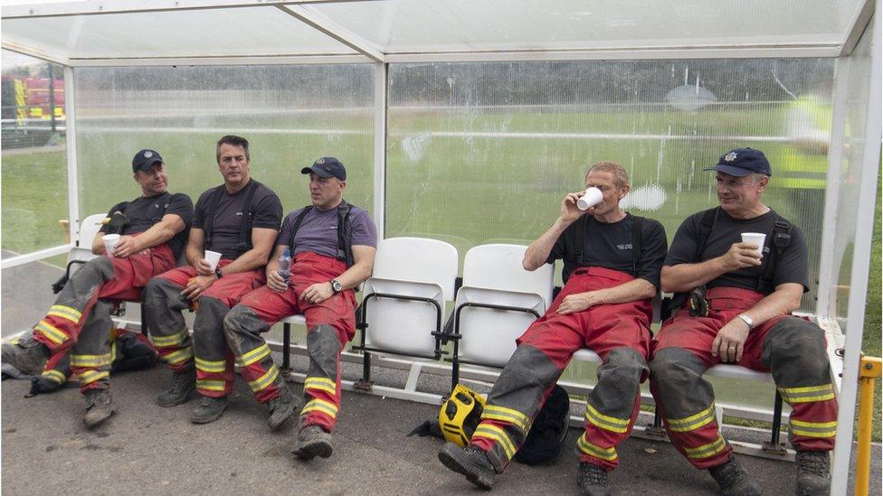 firefighters take a break