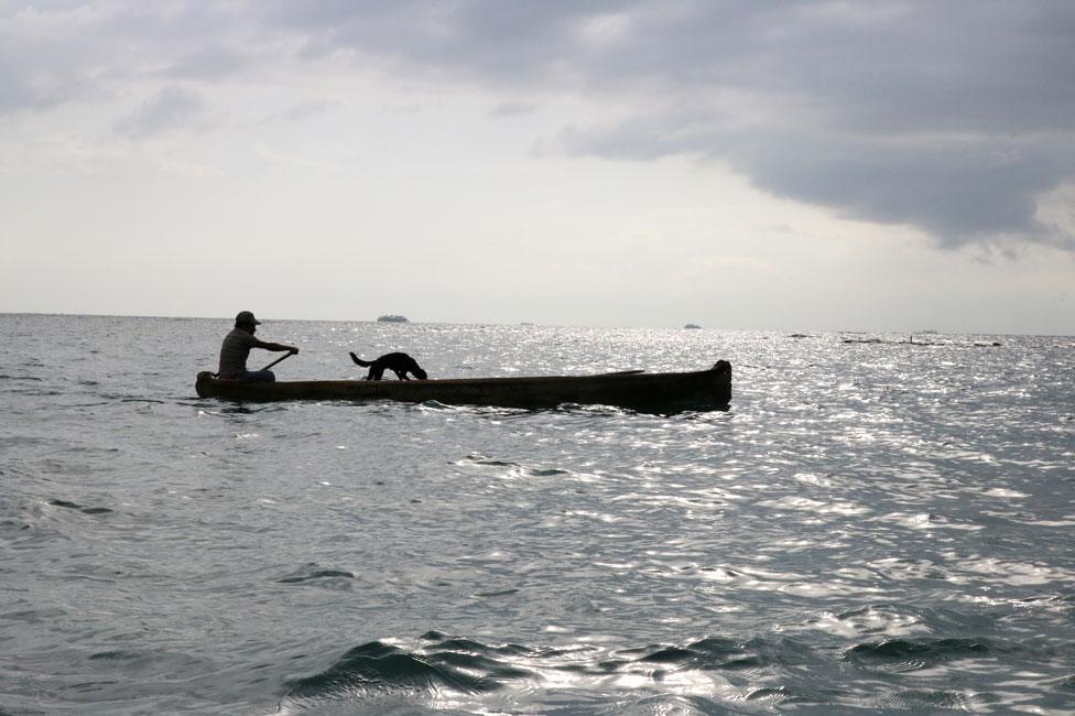 Canoeist with dog