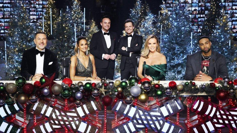 L to R: David Walliams, Alesha Dixon, Ant and Dec, Amanda Holden and Ashley Banjo