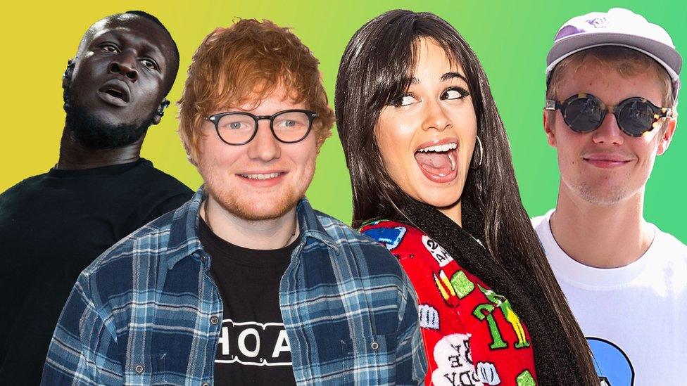 Stormzy, Ed Sheeran, Camila Cabello and Justin Bieber