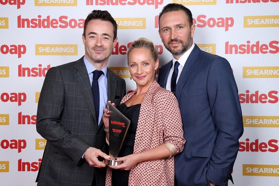 Joe McFadden, Kaye Wragg, Alex Walkinshaw at the Inside Soap Awards 2018