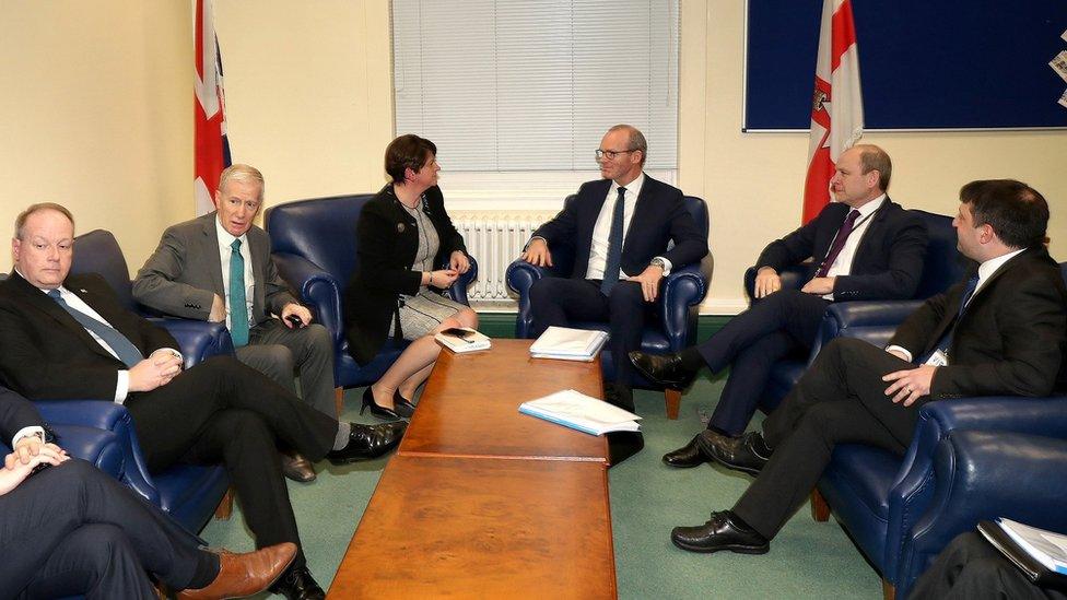 Arlene Foster and Simon Coveney meeting in Belfast