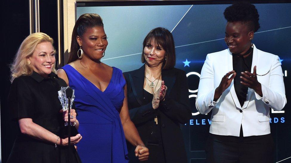 Lili Fini Zanuck, Queen Latifah, Shelby Stone and Dee Rees at the 2015 Critics' Choice TV Awards