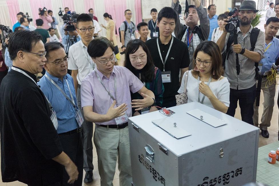 Election monitors are pictured