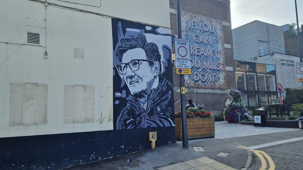 The finished Mick Harford part of the mural