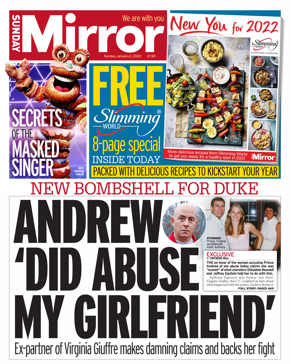 Sunday Mirror front page 02/1/22