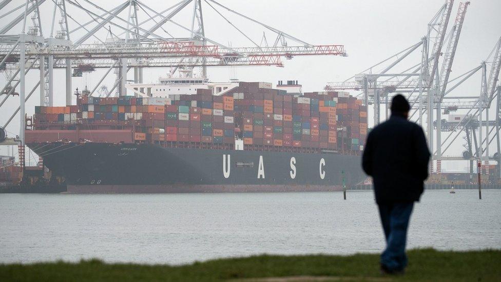 Container ship at Port of Southampton