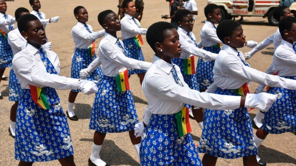 School children marching