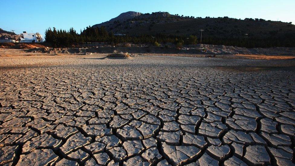 Dried-out ground near Rhodes City, Greece