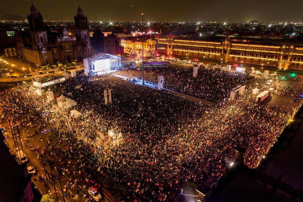 Celebrations on Zocalo square in Mexico City, 2 July