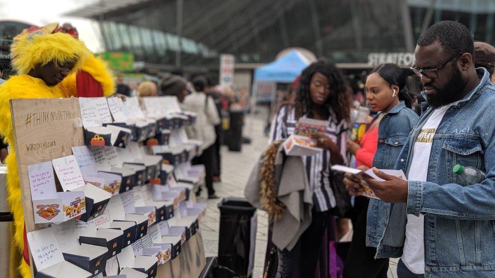 Gathering opinions outside of Westfield Stratford, London