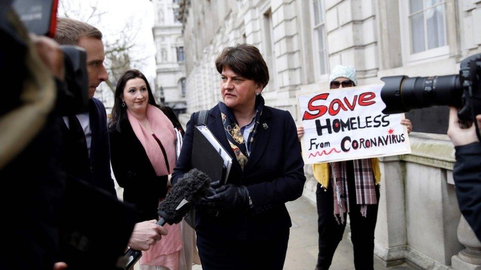 Arlene Foster arrives at meeting