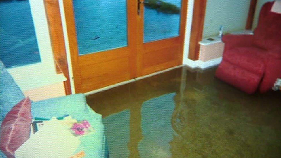 A home flooded after a burst water pipe in Nottinghamshire