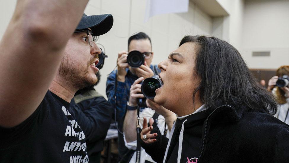 Angry exchange at town hall