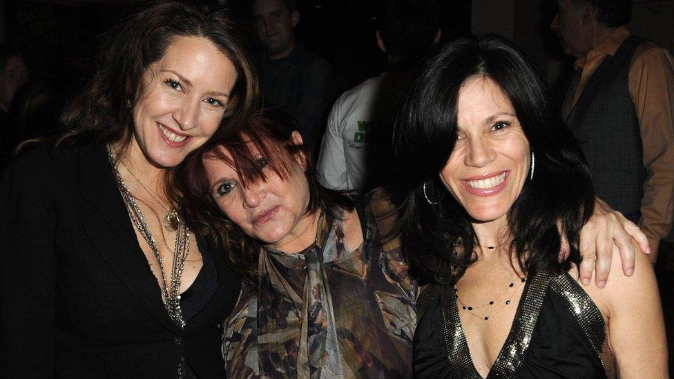 Actresses Joely Fisher, Carrie Fisher and Tricia Leigh Fisher attend the reception for the HBO premiere of "Wishful Drinking" held at the Linwood Dunn Theater at the Pickford Center for Motion Study on December 7, 2010 in Hollywood