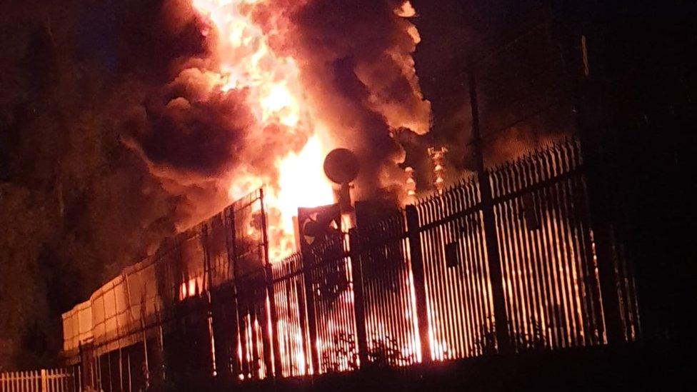 Fire at substation