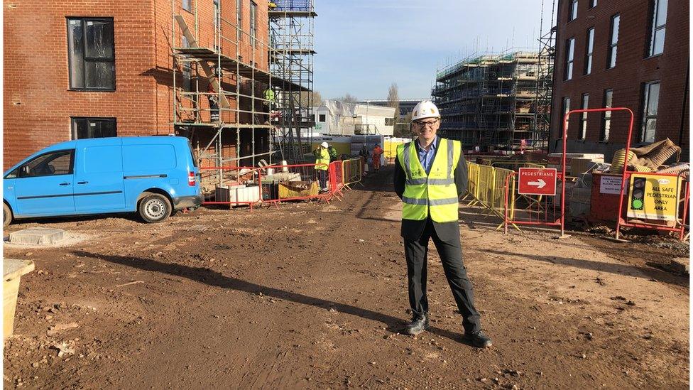 Councillor Smith on building site